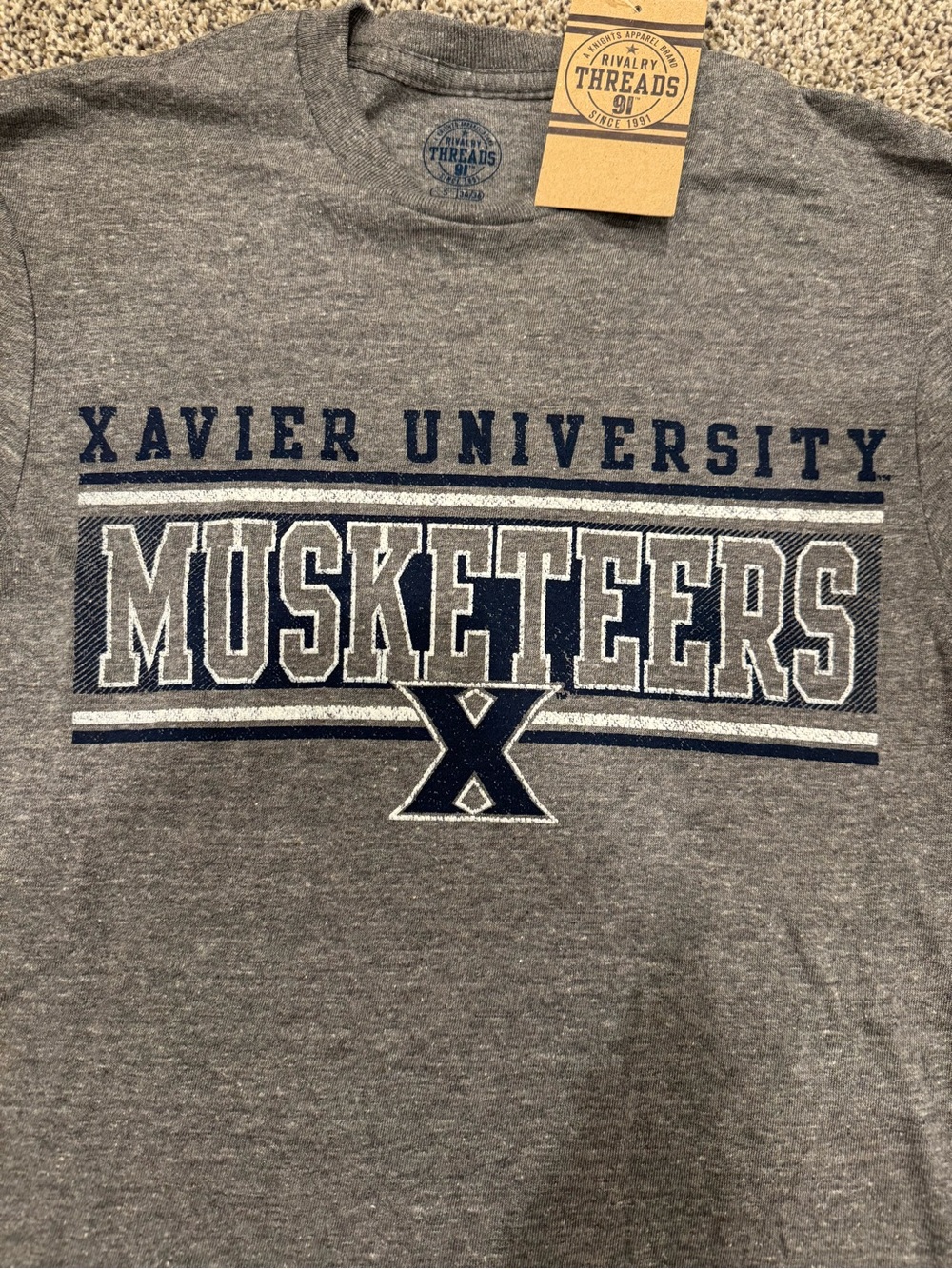 Rivalry Threads Xavier University Grey & Navy Musketeers Tee